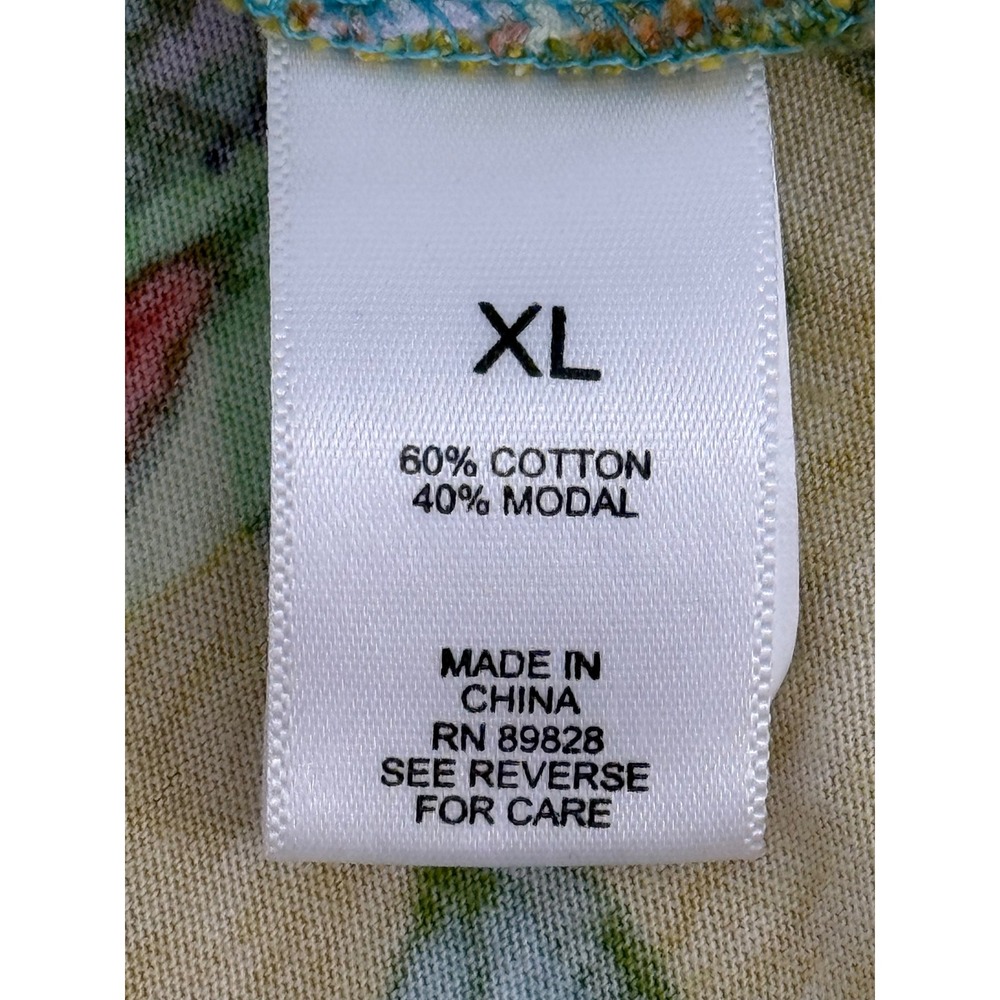 LOGO Lori Goldstein Womens XL Mixed Floral Print Asymmetrical 3/4 Sleeve Top - Picture 9 of 10